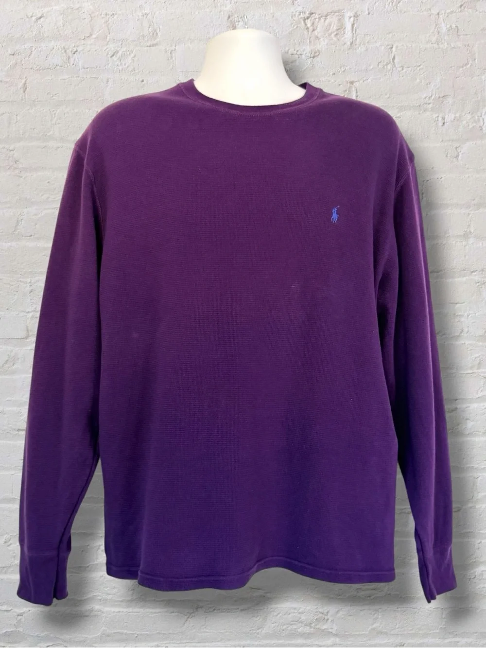 Polo Ralph Lauren XL Purple Waffle Knit Thermal Shirt Long Sleeve Pony Logo